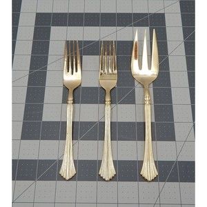 Cambridge Gold Tracy Art Deco Style Fan Stainless Korea Dinner Cold Meat Forks